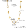 Golden stainless steel necklace with white resin heart charm and detailed size measurements - Gold Necklace - White Resin Style