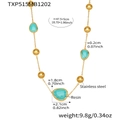 Detailed size and weight specs for the gold chain necklace with turquoise resin charms - Gold Necklace - Green Resin Style