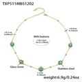 Collana in acciaio inossidabile dorato con pietre di vetro verdi e piccole perline - Collana d'oro zircone verde chiaro (TXP511)