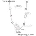 Stainless steel necklace featuring white resin pendant and silver metal beads - Steel Color Necklace - White Resin Style