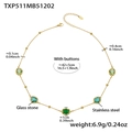Collana in acciaio inossidabile placcato oro 18k con pietre di vetro verdi ovali - Collana d'oro con zircone verde misto (TXP511)