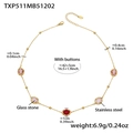 Collana in acciaio inossidabile placcato oro 18k con pietre di vetro rosso sfaccettate - Collana d'oro con zircone rosso misto (TXP511)