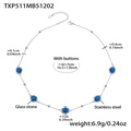 Collana in acciaio inossidabile dorato con gemma di vetro blu e catena a sfere - Collana acciaio con zircone blu (TXP511)