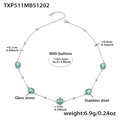 Collana in acciaio inossidabile argento con pietre di vetro verdi e ciondoli ovali - Collana acciaio zircone verde chiaro (TXP511)