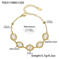 Bracciale in acciaio inossidabile dorato con pietre di vetro ovali e chiusura a moschettone - Bracciale d'oro con zircone bianco (TXE511)
