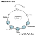 Bracciale in pietra di vetro azzurro in acciaio inossidabile placcato oro 18k - Bracciale acciaio con zircone blu lago (TXE511)