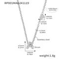 Silver stainless steel necklace with zircon micro-paved letter A and heart pendant - Letter A Necklace (RP001) / Steel