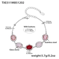 Bracciale in acciaio inossidabile con pietre di vetro rosa e rosse placcato oro 18k - Bracciale acciaio con zircone rosso misto (TXE511)