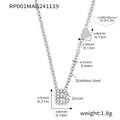 Silver stainless steel B-letter necklace with zircon stones and a heart charm - Letter B Necklace (RP001) / Steel