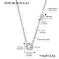 Silver stainless steel letter G pendant necklace with zircon and heart charm - Letter G Necklace (RP001) / Steel