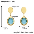 Orecchini minimalisti in acciaio placcato oro 18k con pietre di vetro azzurre sfaccettate - Orecchini d'oro con pietra sfaccettata blu lago (TXF511)