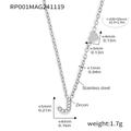 Letter J zircon pendant necklace in silver stainless steel with small heart detail - Letter J Necklace (RP001) / Steel