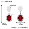 Orecchini geometrici in acciaio inossidabile con pietra rossa placcati in oro 18k - Orecchini colore acciaio pietra rossa (TXF511)