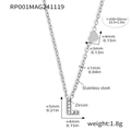 Silver stainless steel letter L necklace with sparkling zircon and heart pendant - Letter L Necklace (RP001) / Steel