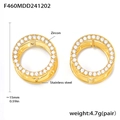 Pendientes de aro en acero inoxidable dorado con circonitas blancas de 15mm - Pendientes de Circonia Dorados (F460)