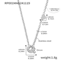 Silver stainless steel necklace with zircon initial Q pendant and small heart charm - Letter Q Necklace (RP001) / Steel