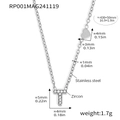 Silver stainless steel T-letter necklace with zircon stones and heart detail - Letter T Necklace (RP001) / Steel