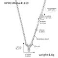 Silver stainless steel letter Y necklace with zircon inlay and small heart charm - Letter Y Necklace (RP001) / Steel