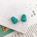 DIY charm jewelry accessory featuring two matte turquoise little angel resin beads - 13*10mm / Lake Blue