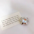 Cute silver little monster pendant with colorful gemstone for DIY jewelry making - 17*20*10mm / Orange