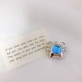 Cute devil alloy pendant with blue gemstone inlay for DIY necklace and jewelry making - 17*20*10mm / Blue