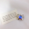 Cute devil alien pendant with a gradient blue purple gemstone in silver finish - 17*20*10mm / 4# Purple