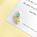 Goldener Tulpen-Anhänger mit hellblauem Herz-Edelstein für DIY-Schmuckherstellung - Blaues Herz Tulpe (Goldbasis) / 26*12mm