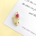 Tulpenblüten Anhänger mit rosa Herz-Edelstein und Goldbeschichtung für DIY-Schmuck - Rosa-Lila Herz Tulpe (Goldbasis) / 26*12mm