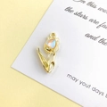 Goldener Tulpenanhänger mit irisierendem Edelstein für DIY-Schmuckherstellung - Oranges Herz Tulpe (Goldbasis) / 26*12mm