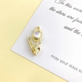 French vintage tulip pendant charm with iridescent inlay and gold-plated finish - White Heart Tulip (Gold Base) / 26*12mm