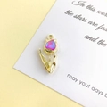 Golden tulip pendant with pink heart-shaped crystal for DIY jewelry making - Pink Heart Tulip (Gold Base) / 26*12mm