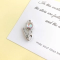 Silver tulip pendant with iridescent heart gemstone for DIY jewelry crafting - Orange Heart Tulip (Silver Base) / 26*12mm