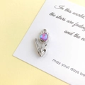 Pink and purple tulip charm in silver alloy for DIY jewelry making and pendant crafting - Pink Heart Tulip (Silver Base) / 26*12mm