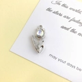Iridescent tulip flower charm pendant in silver finish for DIY jewelry making - White Heart Tulip (Silver Base) / 26*12mm