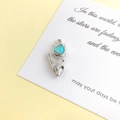 Silver tulip flower pendant with blue-green gemstone for DIY jewelry making - Blue Heart Tulip (Silver Base) / 26*12mm