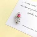 Silver tulip pendant with a pink gradient heart gemstone for DIY jewelry making - Pink-Purple Heart Tulip (Silver Base) / 26*12mm