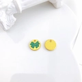 Golden round pendant charms with green crystal butterfly inlay for DIY jewelry crafting - Clover Pattern (5422676526099) / 2# Green Zirconia Sand Gold