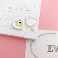 Colgante corazón de tulipán en aleación de plata para joyas DIY con flores - Forma de Corazón / Negro Corazón Tulipán Plata Mate