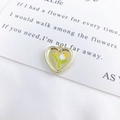 Golden heart pendant with yellow tulip enamel inlay for DIY jewelry crafting - Yellow Heart Tulip Gold
