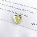 Golden heart pendant with black tulip enamel and small star for DIY jewelry making - Black Heart Tulip Gold