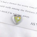 Silver heart pendant with tulip and star enamel detail for DIY jewelry making - Yellow Heart Tulip White K