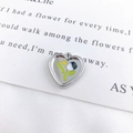 Silver heart pendant with tulip enamel design and hanging loop for DIY jewelry making - Black Heart Tulip White K