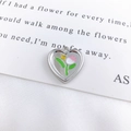 Silver heart-shaped pendant with pink tulip and yellow star drip oil design - Pink Heart Tulip White K