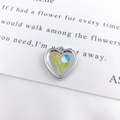 Silver heart pendant with blue tulip enamel design for DIY jewelry making crafts - Blue Heart Tulip White K