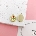 Golden oval DIY tulip pendant with red drip oil finish and textured metallic back - Seal Red Tulip Gold