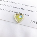 Golden heart-shaped enamel pendant with blue flower and yellow star DIY jewelry charm - Blue Heart Tulip Gold