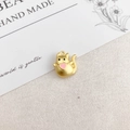 Golden alloy cat pendant with pink enamel heart for DIY jewelry making - Matte Gold Cat