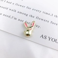 Niedlicher goldener Hasenanhänger aus Legierung mit rosa Emaille für DIY-Schmuck - Rosa Gold Hase