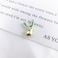 Cute bunny rabbit pendant in gold-plated metal with blue enamel inlay details - Blue Gold Rabbit