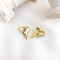Golden alloy heart charms with purple gemstone and melting lava texture for DIY jewelry - Gold Pink Zirconia